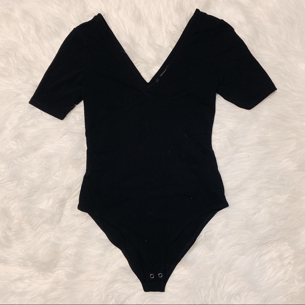 Forever 21 Small Black V-Neck Bodysuit